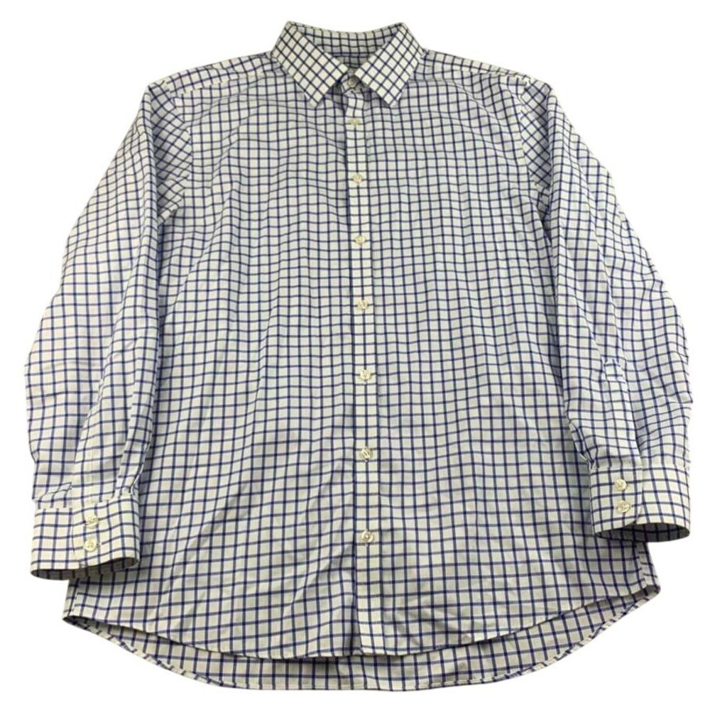 Charles Tyrwhitt Button Shirt Men 17/34 Blue‎ White Extra Slim Fit Check Cotton